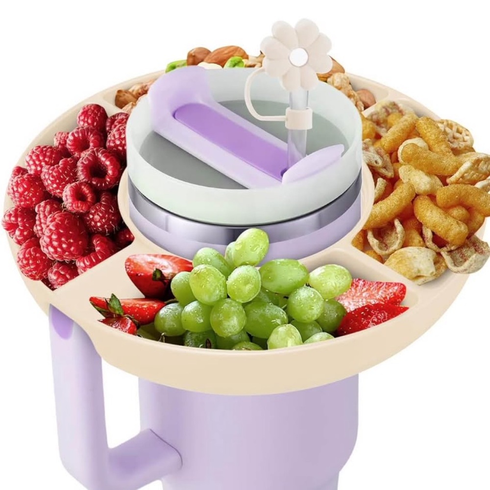 Silicone Snack Tray Cup Lid - Lavender and Cream